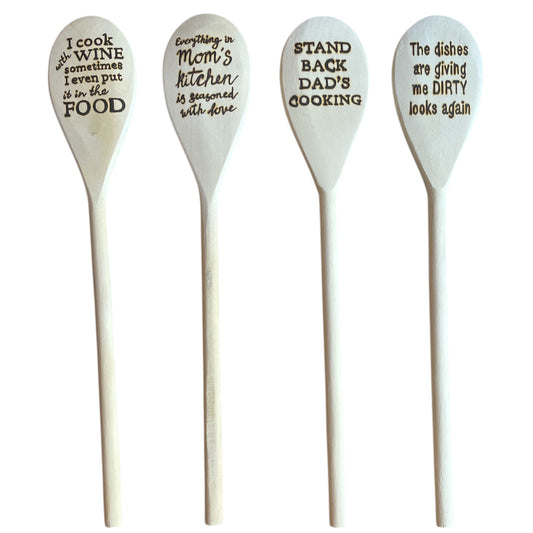 Rubberwood 14" Cooking Spoons| Eco-friendly| Custom Designs| Funny Quotes