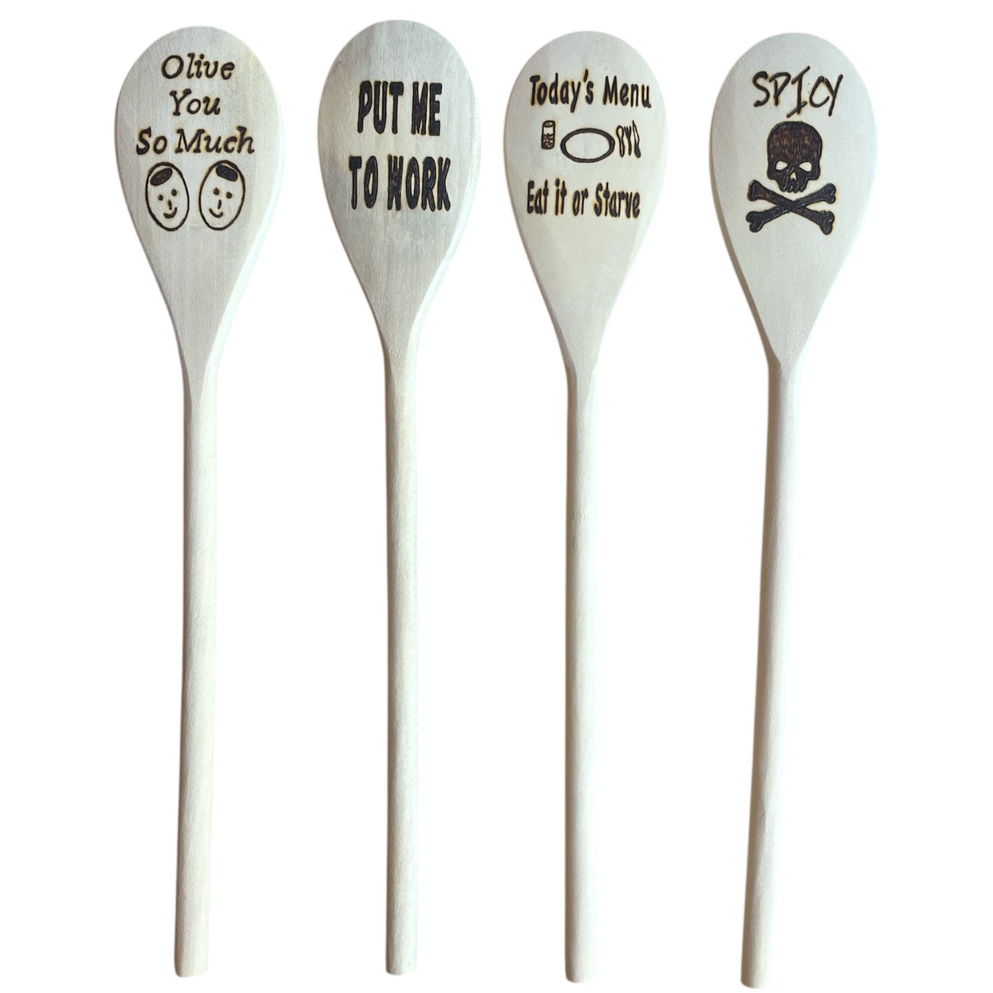 Rubberwood 14" Cooking Spoons| Eco-friendly| Custom Designs| Funny Quotes