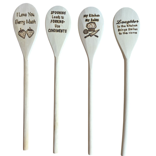 Rubberwood 14" Cooking Spoons| Eco-friendly| Custom Designs| Funny Quotes