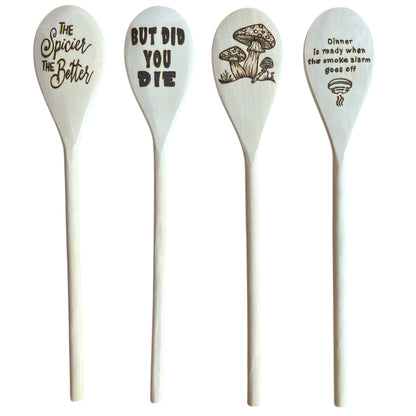 Rubberwood 14" Cooking Spoons| Eco-friendly| Custom Designs| Funny Quotes