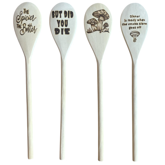 Rubberwood 14" Cooking Spoons| Eco-friendly| Custom Designs| Funny Quotes