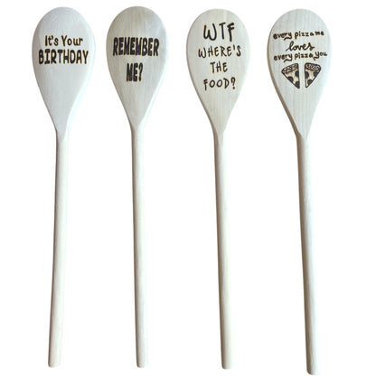 Rubberwood 14" Cooking Spoons| Eco-friendly| Custom Designs| Funny Quotes