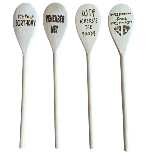 Rubberwood 14" Cooking Spoons| Eco-friendly| Custom Designs| Funny Quotes
