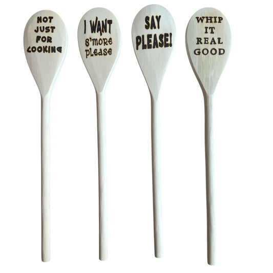 Rubberwood 14" Cooking Spoons| Eco-friendly| Custom Designs| Funny Quotes