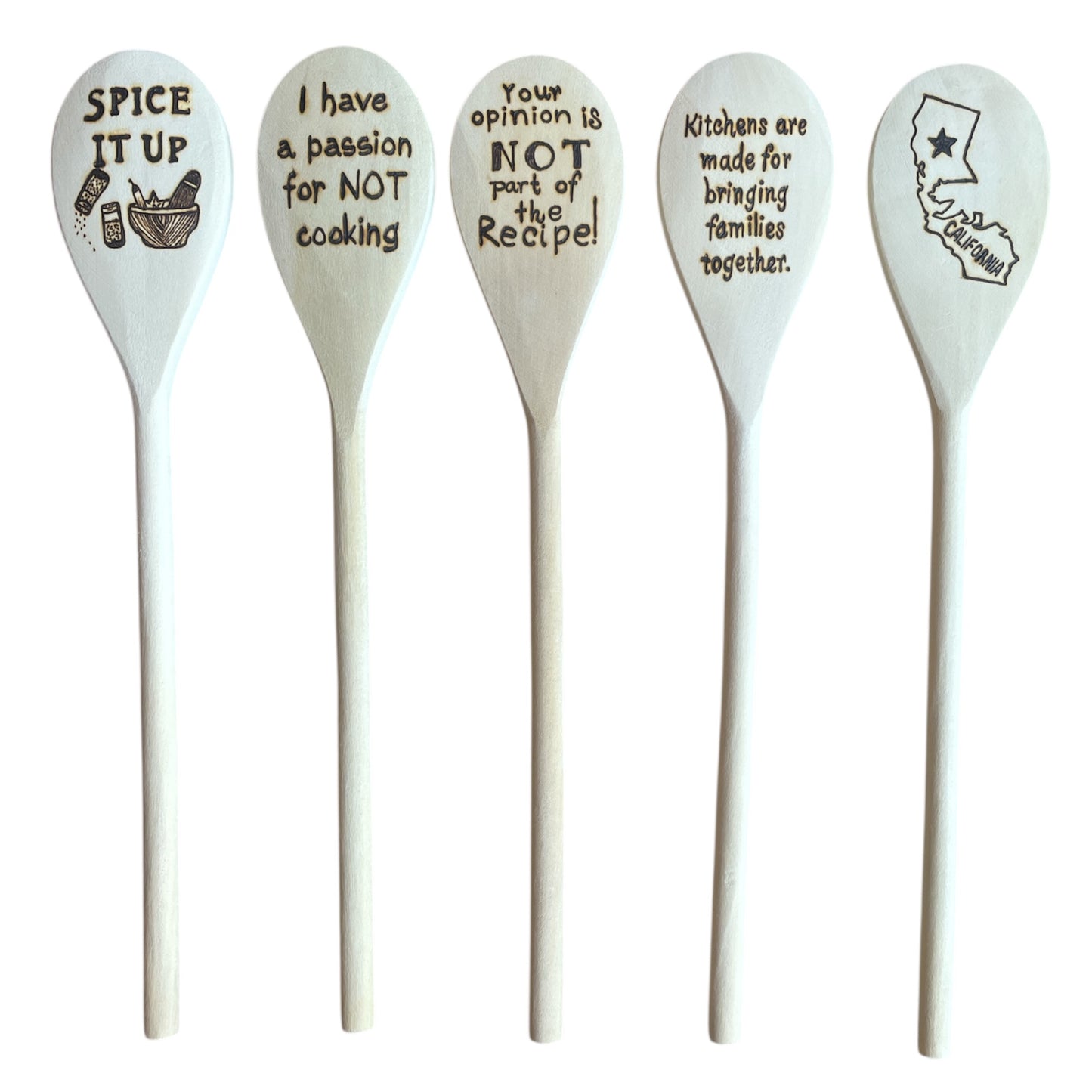 Rubberwood 14" Cooking Spoons| Eco-friendly| Custom Designs| Humor Quotes