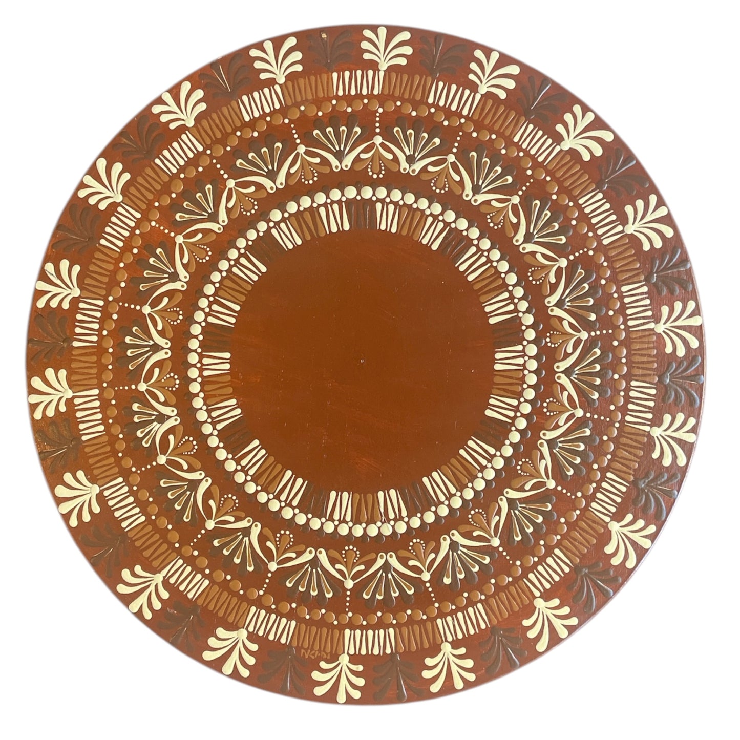 Lazy Susan Brown Tan Off-White Mandala Dining Room Table Kitchen Decor