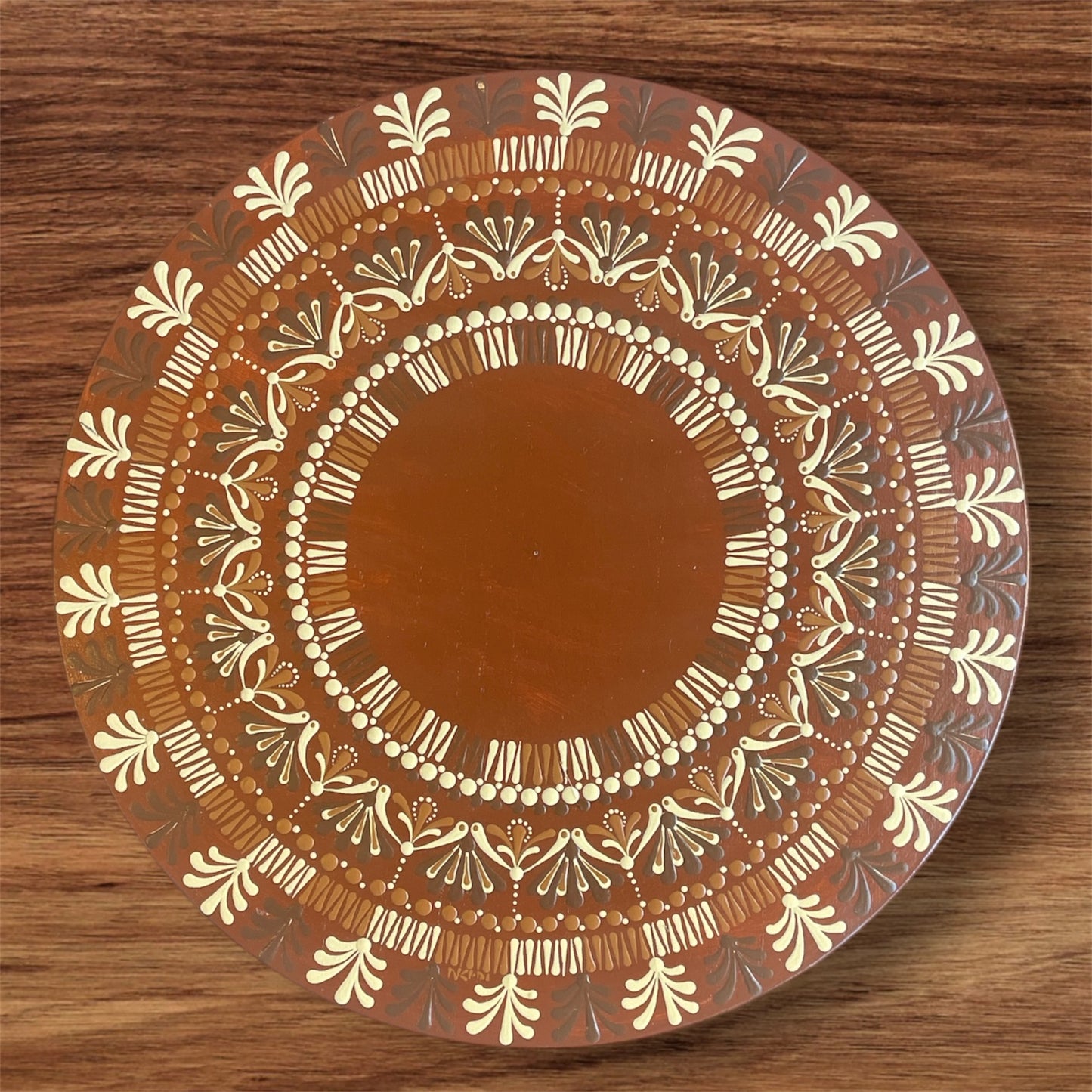 Lazy Susan Brown Tan Off-White Mandala Dining Room Table Kitchen Decor