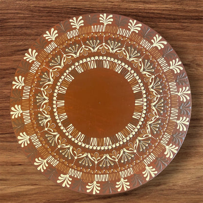Lazy Susan Brown Tan Off-White Mandala Dining Room Table Kitchen Decor