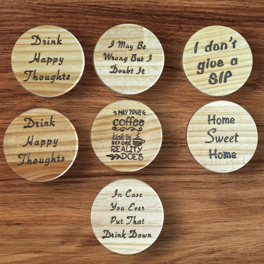 Wooden Coasters Wood Burned and Painted by hand with Quotes and Designs