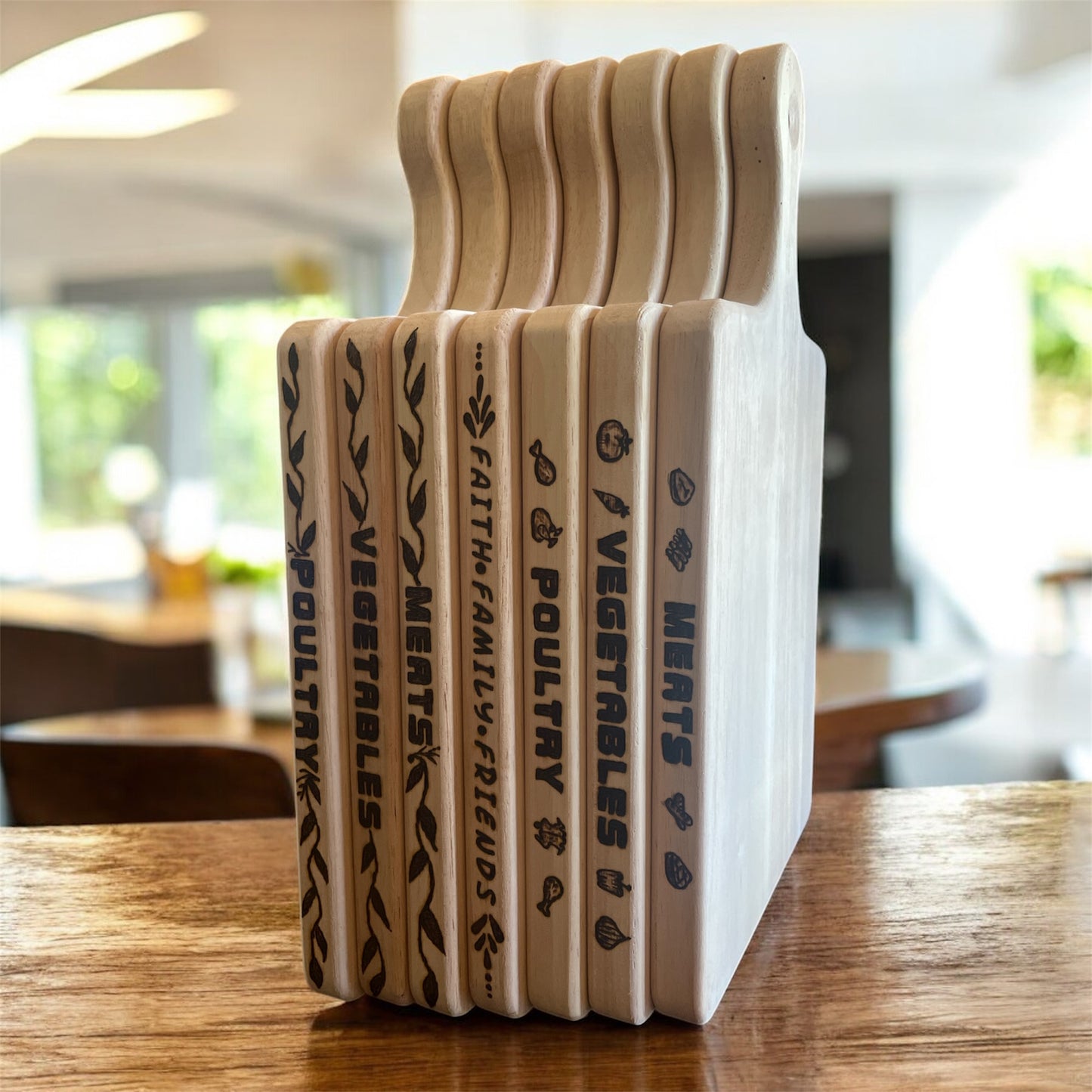 Wood Cutting Board for Meats Vegetables Poultry Wood Burned Vines Design