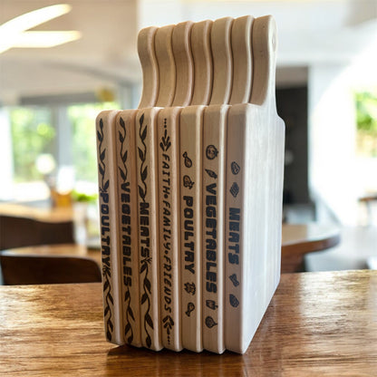 Wood Cutting Board for Meats Vegetables Poultry Wood Burned Vines Design