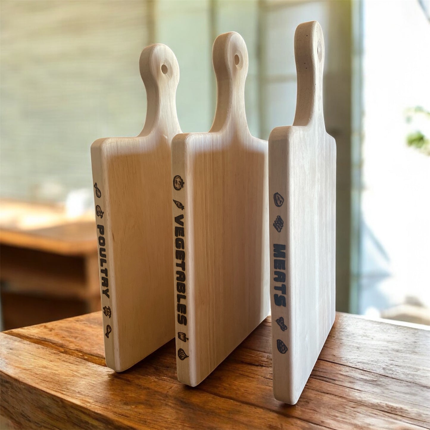 Wood Cutting Board Meats Meat Vegetables Poultry Handmade Wood Burned Designs