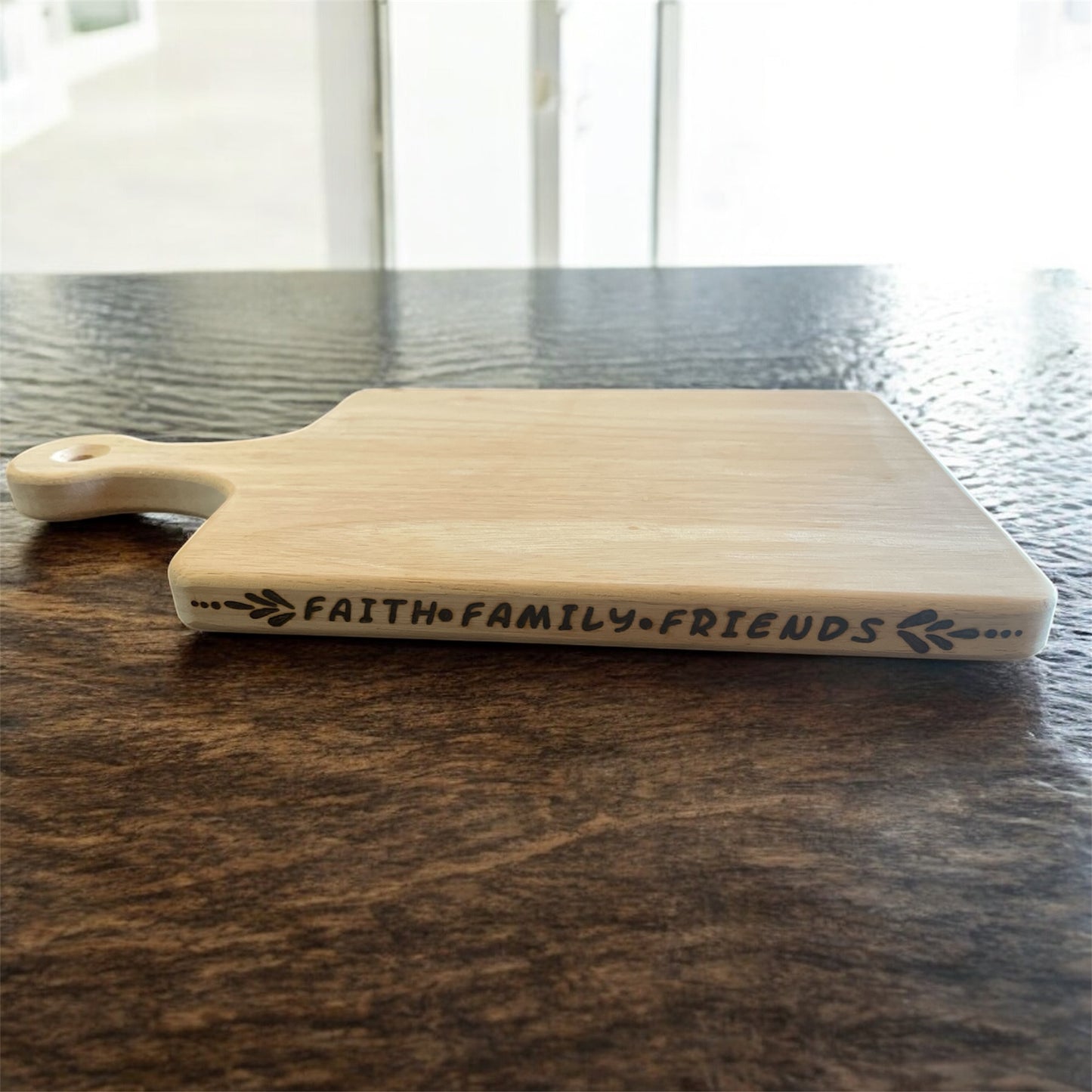 Wood Cutting Board for Meats Vegetables Poultry Faith Family Friends Wordings