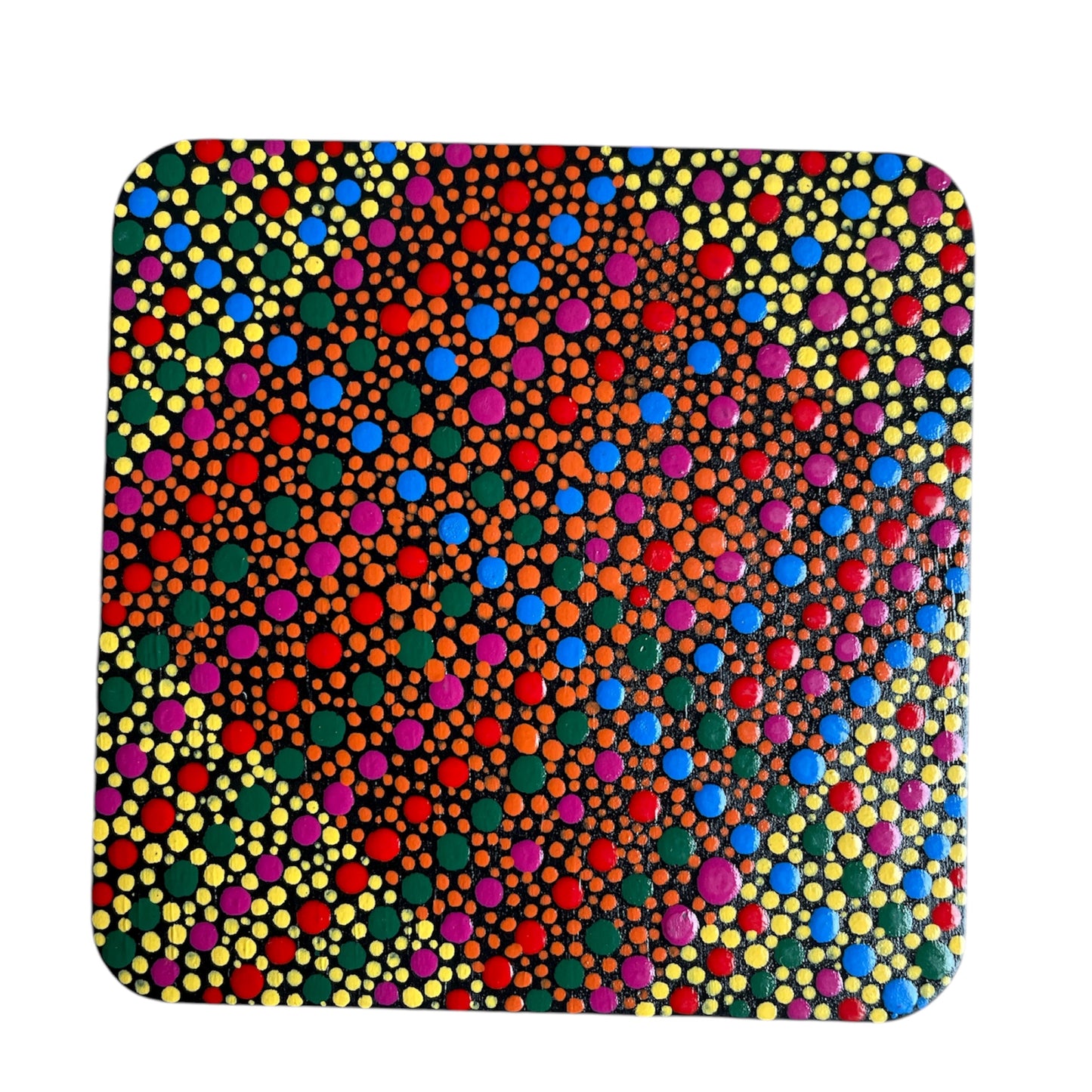 Square Drink Coasters Painted with Unique Mandala Designs Centerpiece Decor