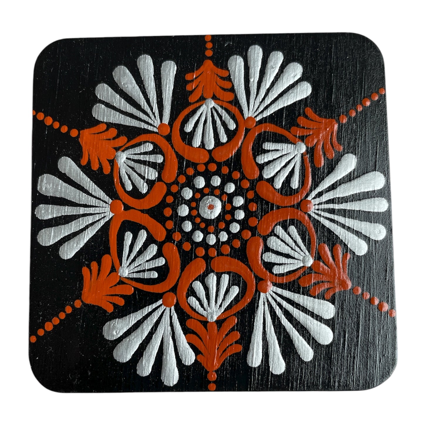 Square Drink Coasters Painted with Unique Mandala Designs Centerpiece Decor