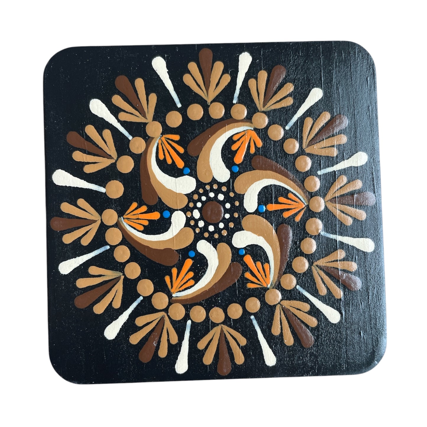 Square Drink Coasters Painted by hand with Unique Mandala Designs Centerpiece Decor