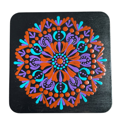 Square Drink Coasters Painted by hand with Unique Mandala Designs Centerpiece Decor
