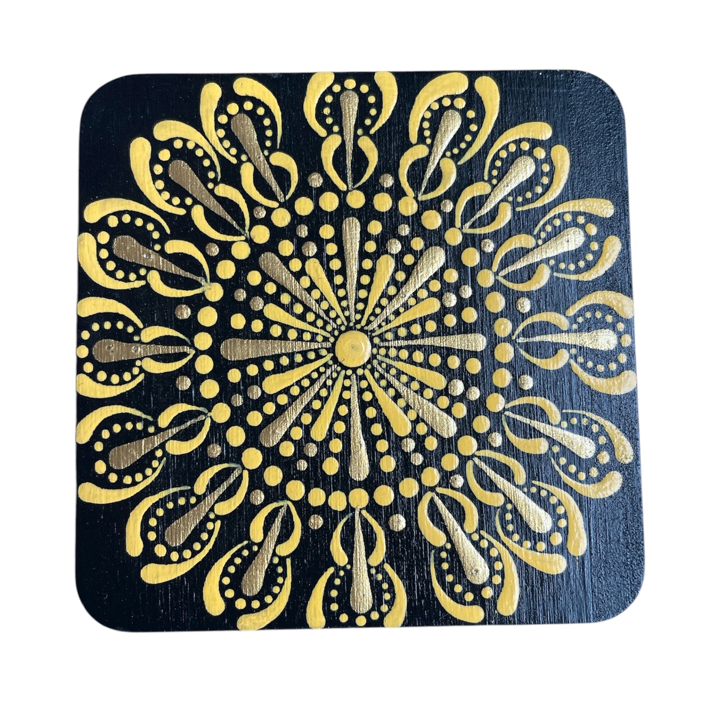 Square Drink Coasters Painted by hand with Unique Mandala Designs Centerpiece Decor