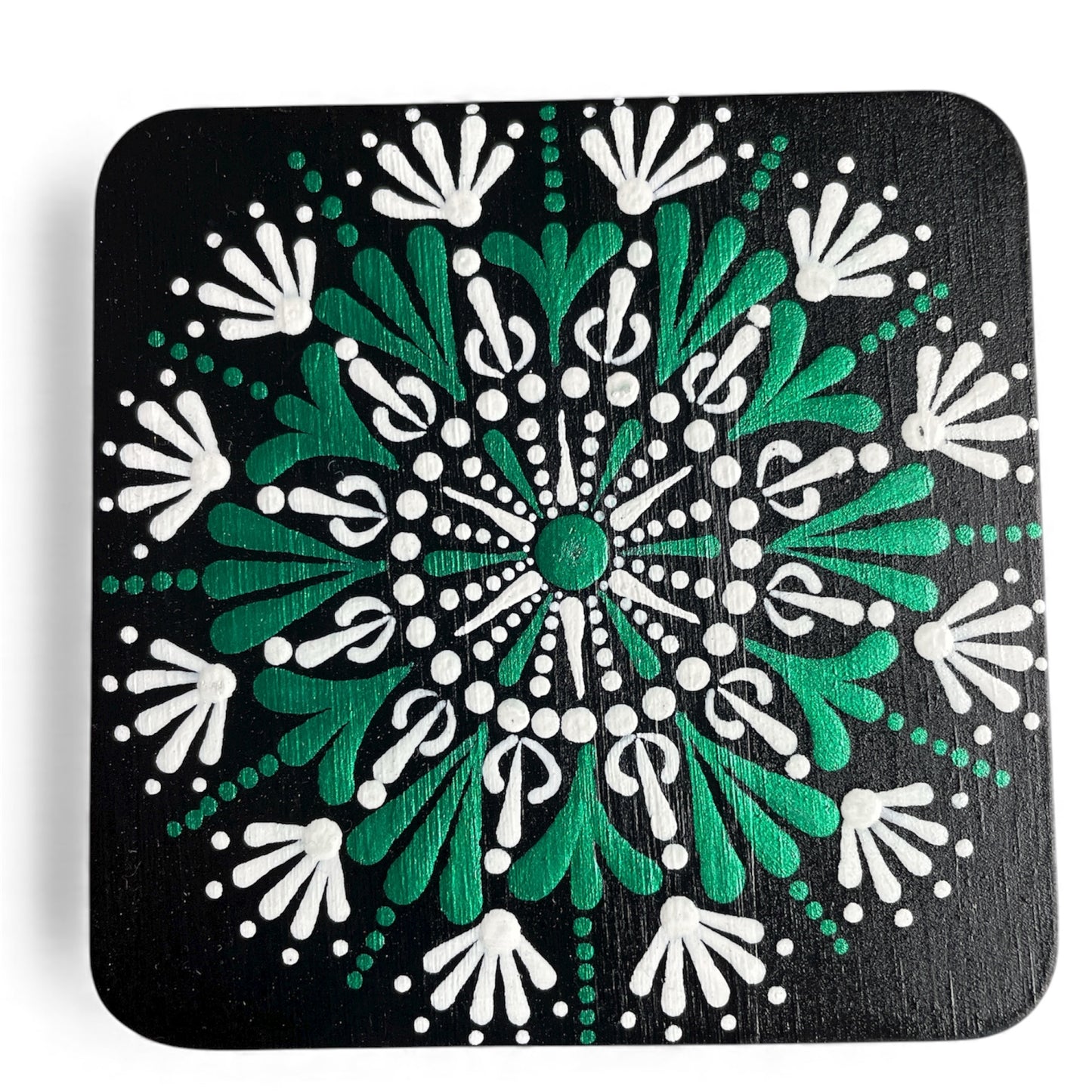 Square Drink Coasters Painted by hand with Unique Mandala Designs Centerpiece Decor