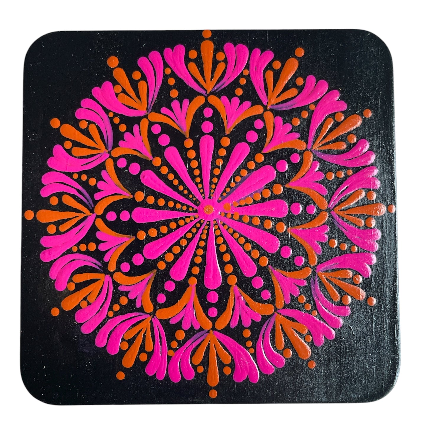 Square Drink Coasters Painted by hand with Unique Mandala Designs Centerpiece Decor