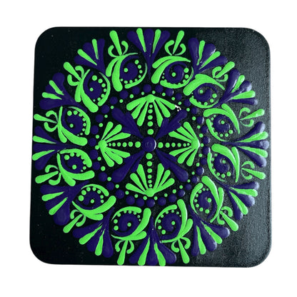 Square Drink Coasters Painted by hand with Unique Mandala Designs Centerpiece Decor