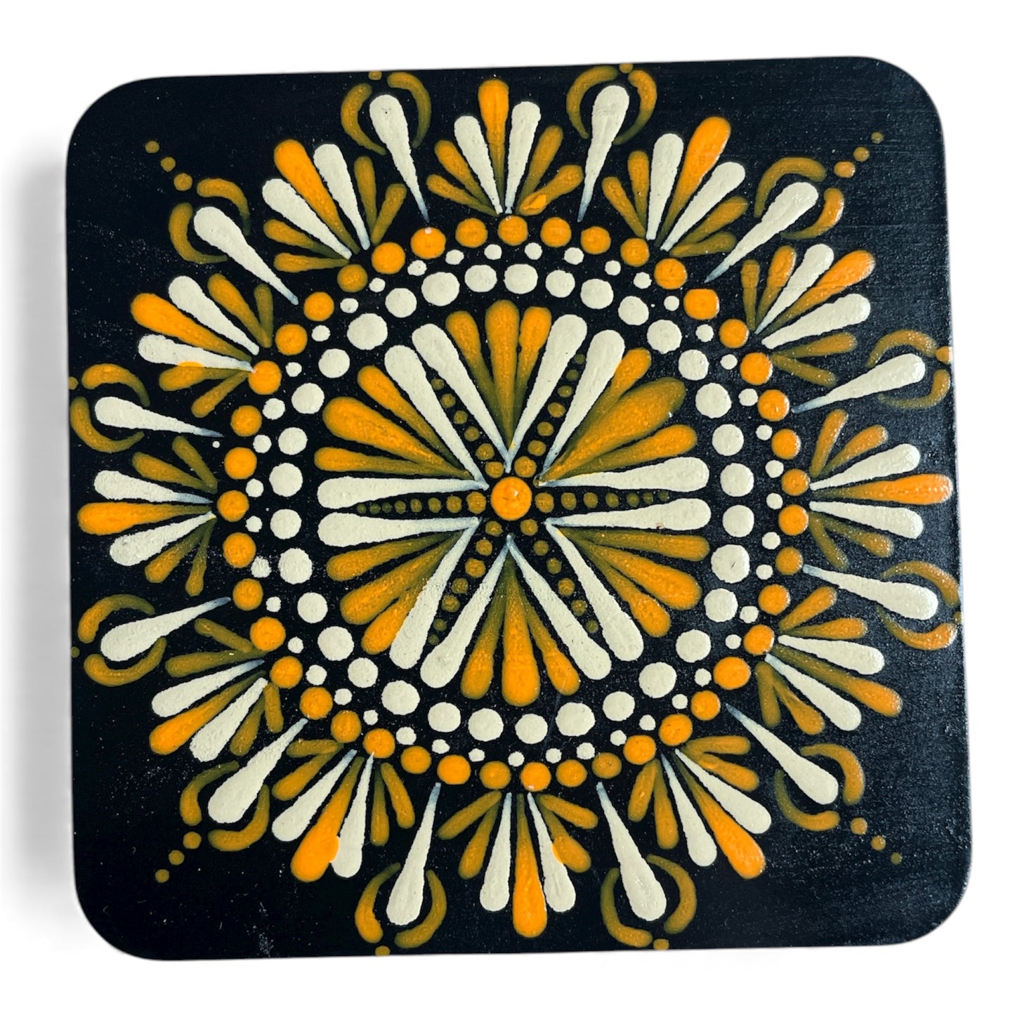 Square Drink Coasters Painted by hand with Unique Mandala Designs Centerpiece Decor