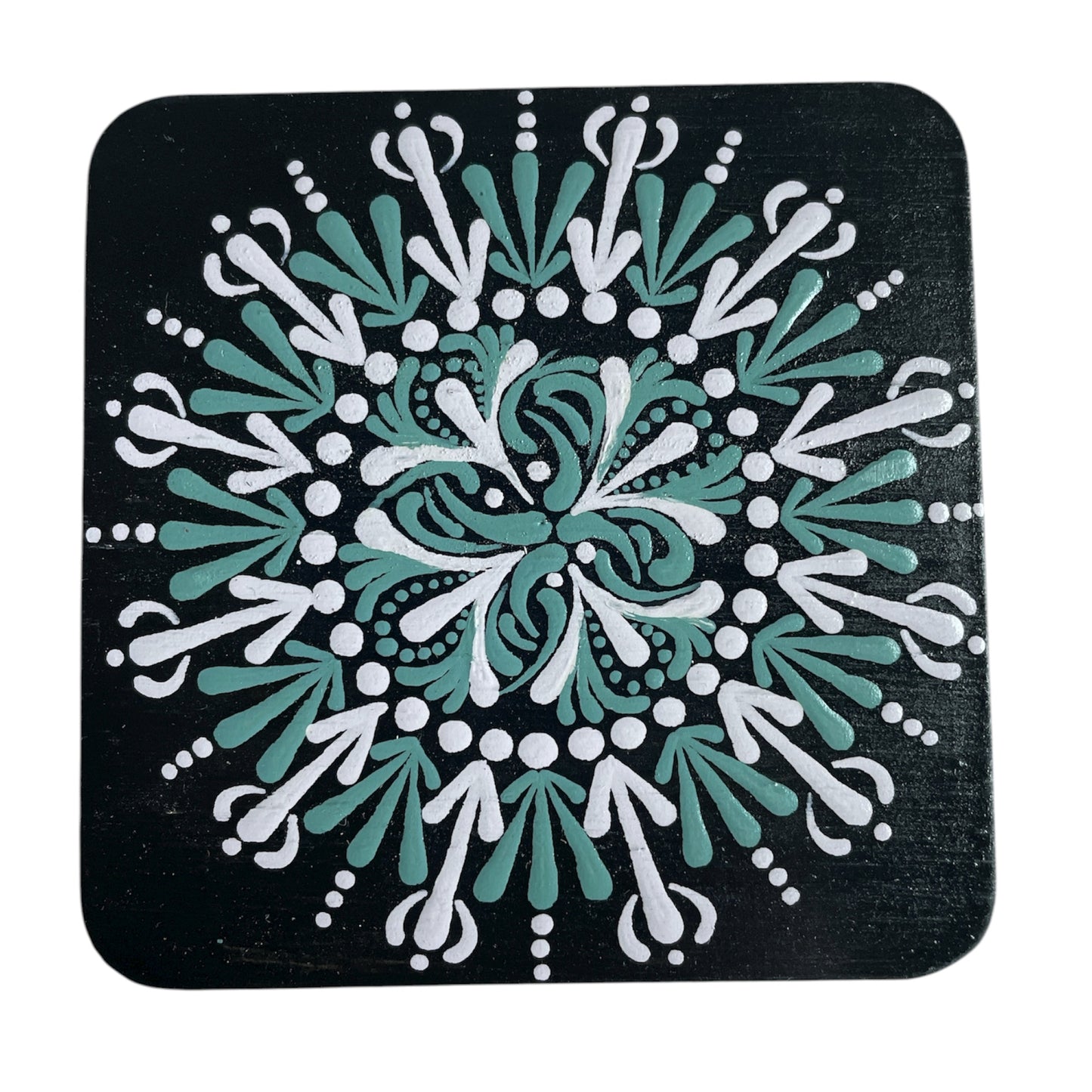 Square Drink Coasters Painted by hand with Unique Mandala Designs Centerpiece Decor
