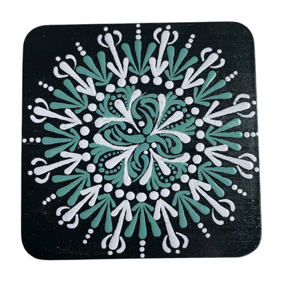 Square Drink Coasters Painted by hand with Unique Mandala Designs Centerpiece Decor