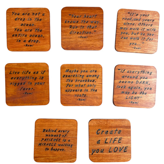 Square Drink Coasters with Unique Rumi Quotes Centerpiece Decor