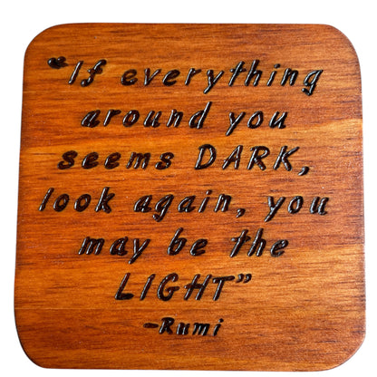 Square Drink Coasters with Unique Rumi Quotes Centerpiece Decor