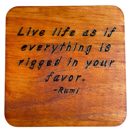 Square Drink Coasters with Unique Rumi Quotes Centerpiece Decor