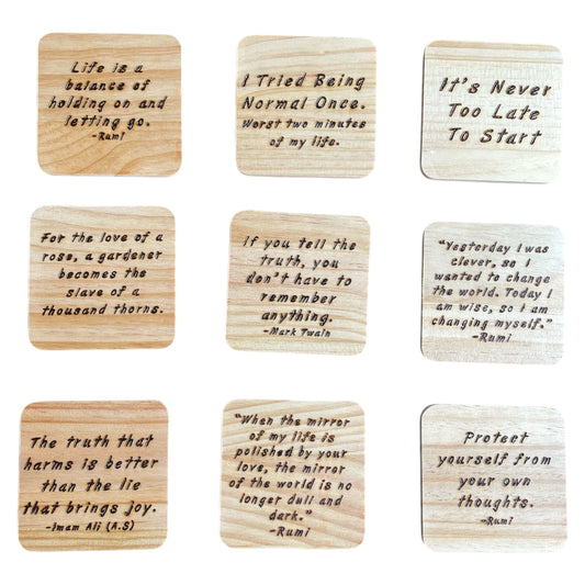 Square Drink Coasters with Unique Rumi Quotes| Random Quotes