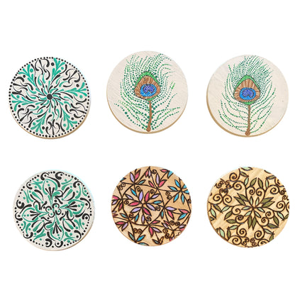 Table Coasters Hand Painted with Dot Art Mandala Designs Centerpiece Decor