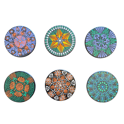 Drink Coasters Hand Painted with Dot Art Mandala Designs
