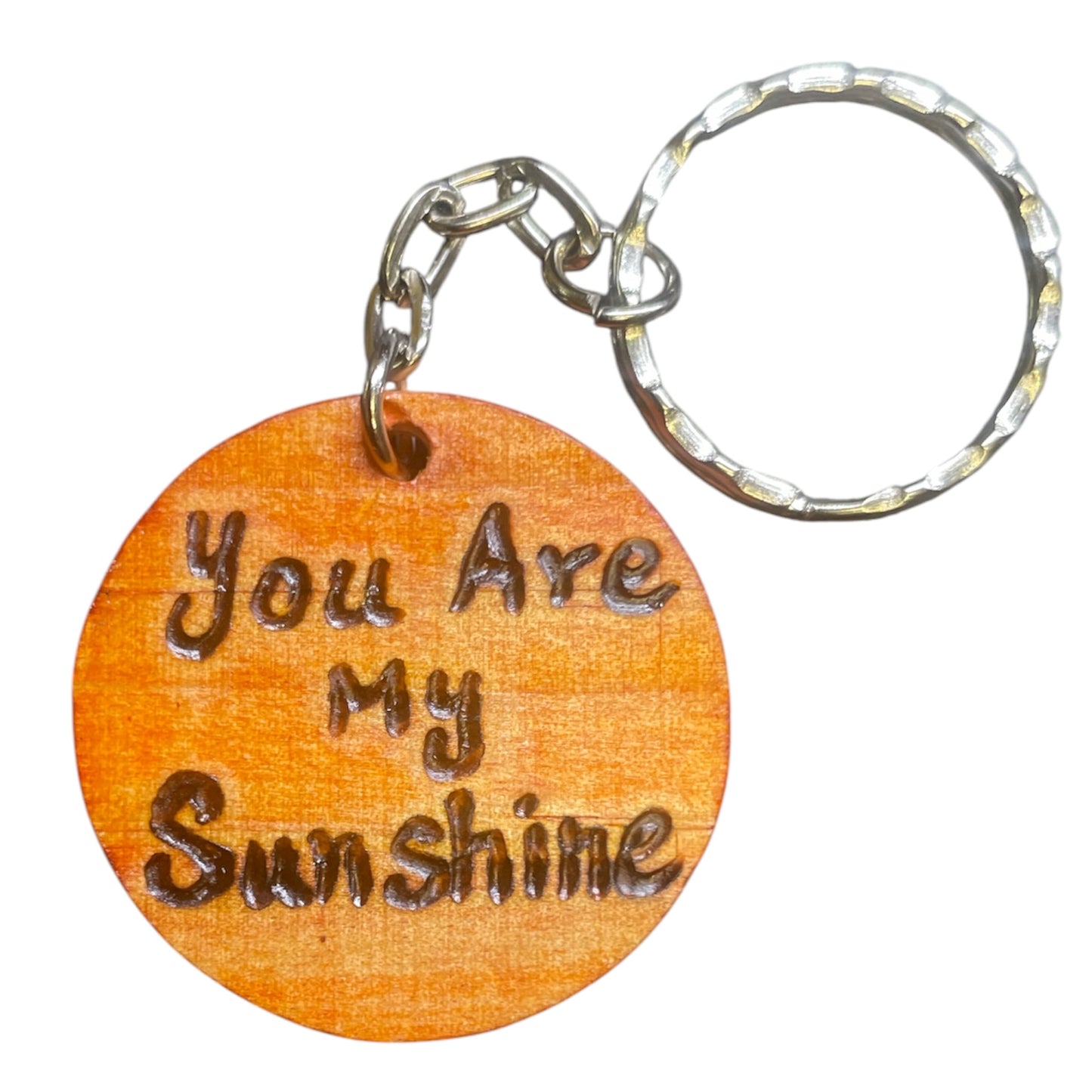 Handmade Wooden Keychains with Double Sided Designs and Words