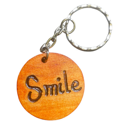 Handmade Wooden Keychains with Double Sided Designs and Words