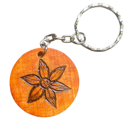 Handmade Wooden Keychains with Double Sided Designs and Words