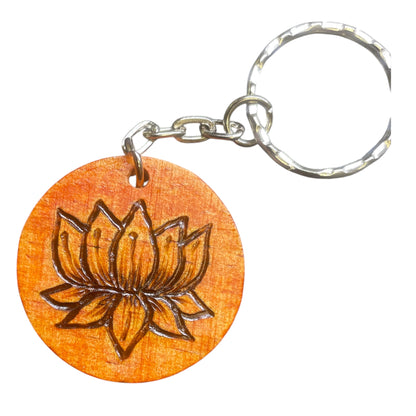 Handmade Wooden Keychains with Double Sided Designs and Words