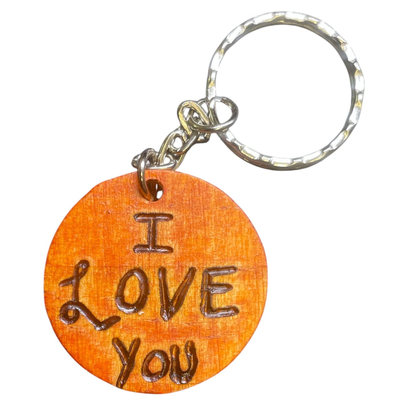 Handmade Wooden Keychains with Double Sided Designs and Words