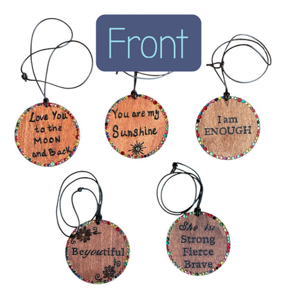 Car Accessories | Tree Ornaments | Wood-Burned | Quotes | Designs