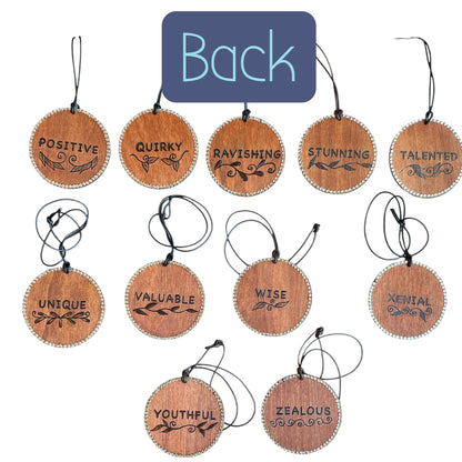 Tree Ornaments | Alphabets | Positive Word | Clear Rhinestones | Car Accessories