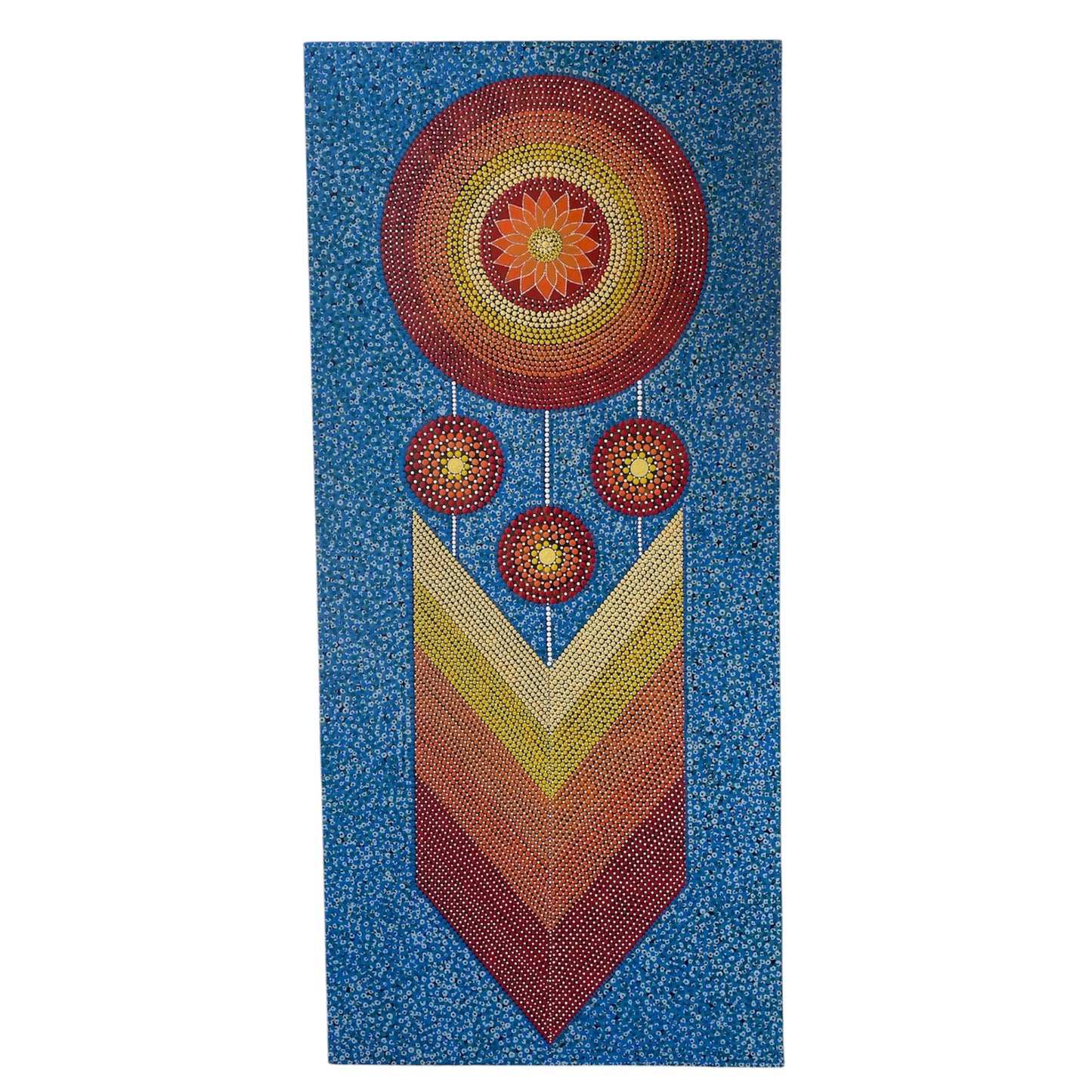 Dream Catcher Dot Art Pintura Madera Quemada Arte de pared hecho a mano