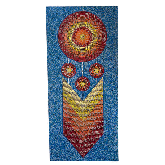 Dream Catcher Dot Art Pintura Madera Quemada Arte de pared hecho a mano