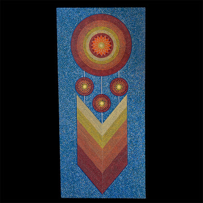 Dream Catcher Dot Art Pintura Madera Quemada Arte de pared hecho a mano