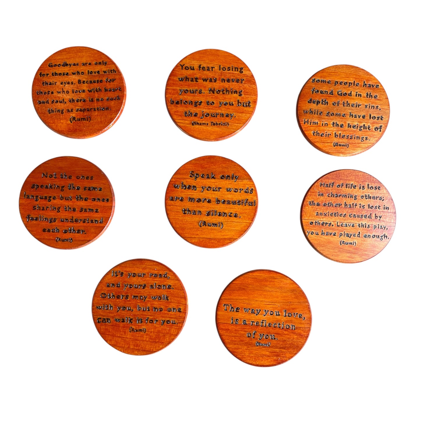 Round Wooden Coasters| Rumi Quotes| Custom Quotes Welcome