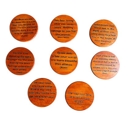 Round Wooden Coasters| Rumi Quotes| Custom Quotes Welcome