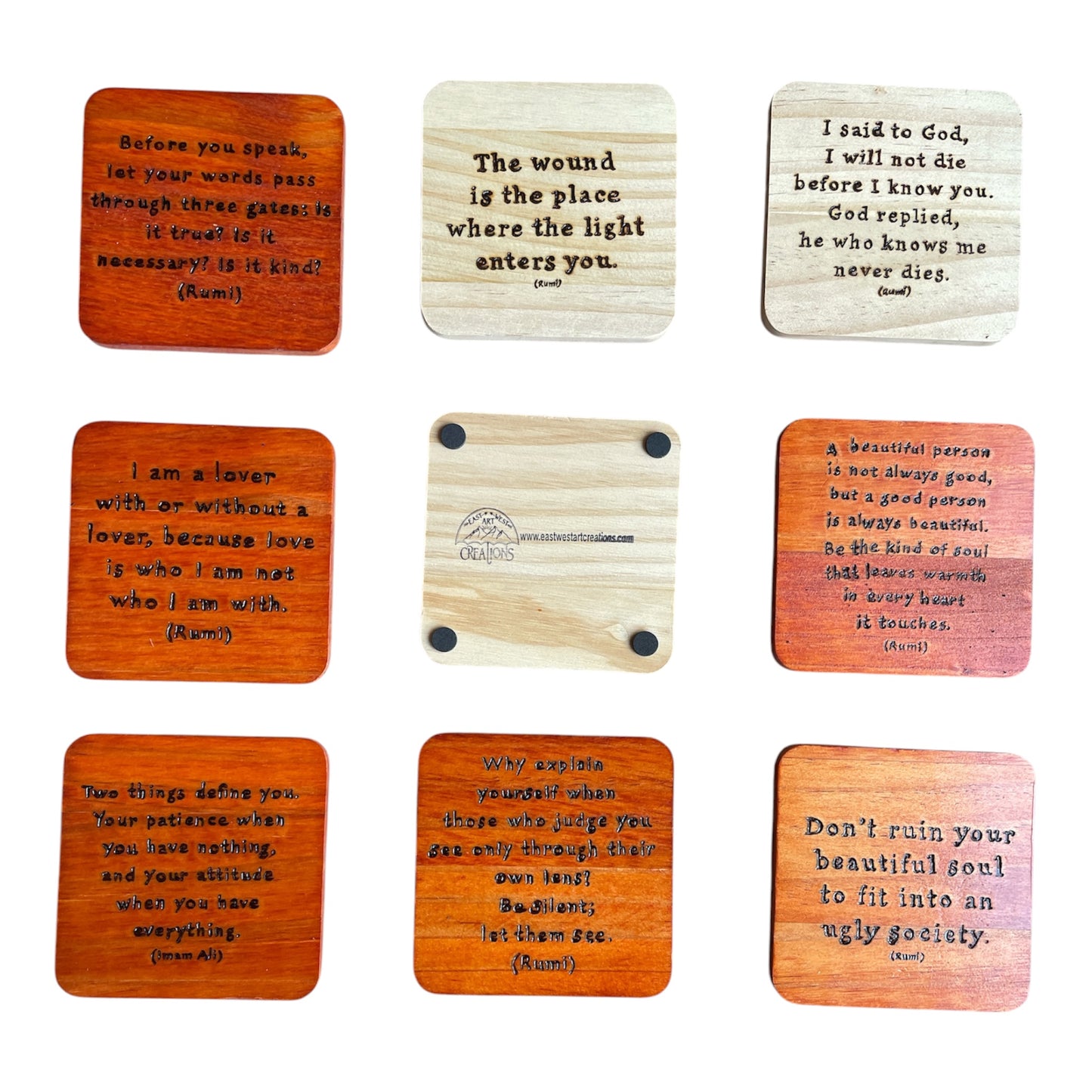 Square Drink Coasters| Rumi Quotes| Custom Quotes Request