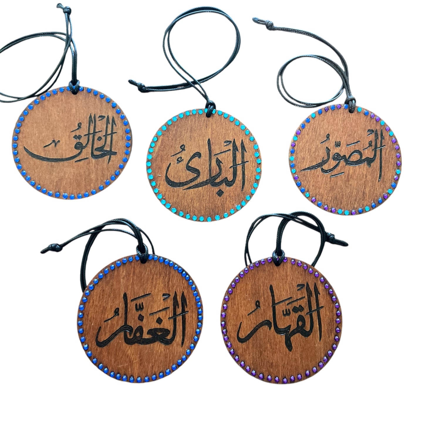 Allah’s Names Arabic Calligraphy with English Translation Ornament/Car Hanging