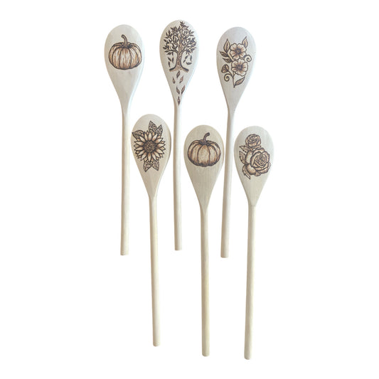Cuchara de cocina 14" utensilios de cocina quemados de madera hechos a mano de madera de haya