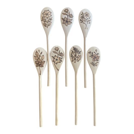 Cuchara de cocina 14" utensilios de cocina quemados de madera hechos a mano de madera de haya